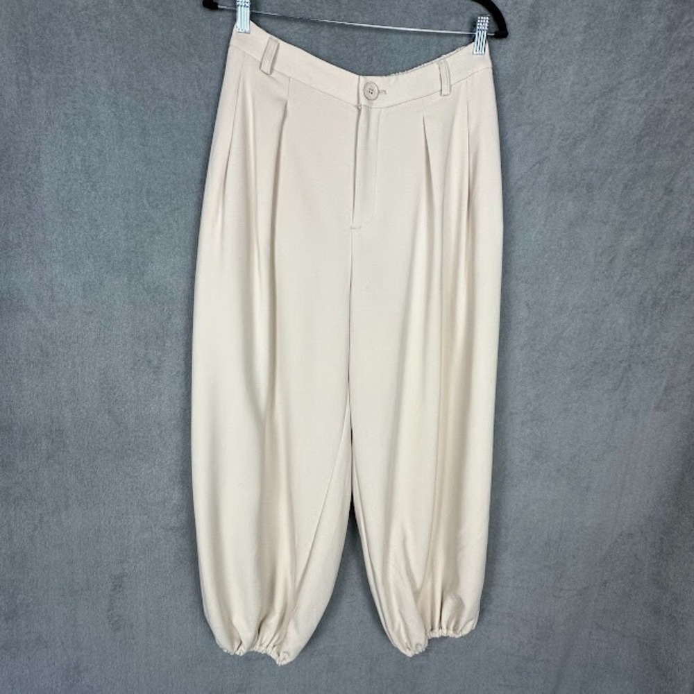 Anthropologie Maeve Pants Womens 10 Beige Balloon Jogger Neutral Boho Parachute